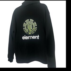 Element Green Tree Logo Hoodie XL Black Skate Streetwear Y2K Vintage Vibes